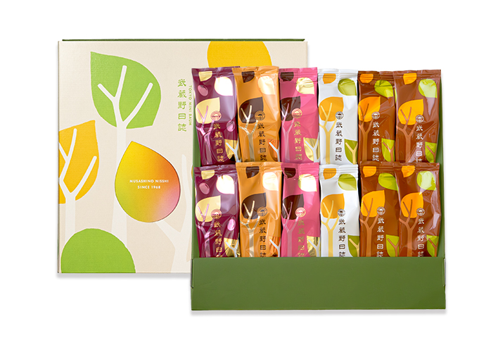 武蔵野日誌五撰（ﾁｮｺ･ﾎﾜｲﾄ･ｽﾄﾛﾍﾞﾘｰ･焦がしｷｬﾗﾒﾙ･あんﾊﾞﾀｰ）12個入