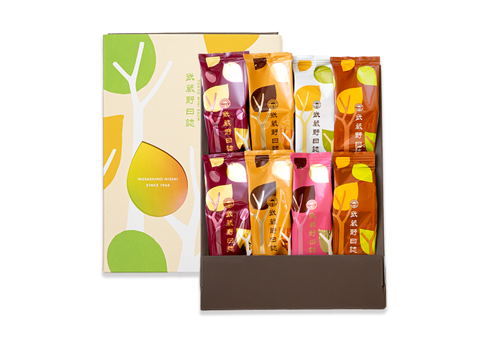 武蔵野日誌五撰(ﾁｮｺ･ﾎﾜｲﾄ･ｽﾄﾛﾍﾞﾘｰ･焦がしｷｬﾗﾒﾙ･あんﾊﾞﾀｰ）8個入