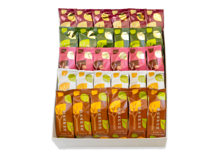 武蔵野日誌五撰（ﾁｮｺ･ﾎﾜｲﾄ･ｽﾄﾛﾍﾞﾘｰ･宇治抹茶･あんﾊﾞﾀｰ）30個入